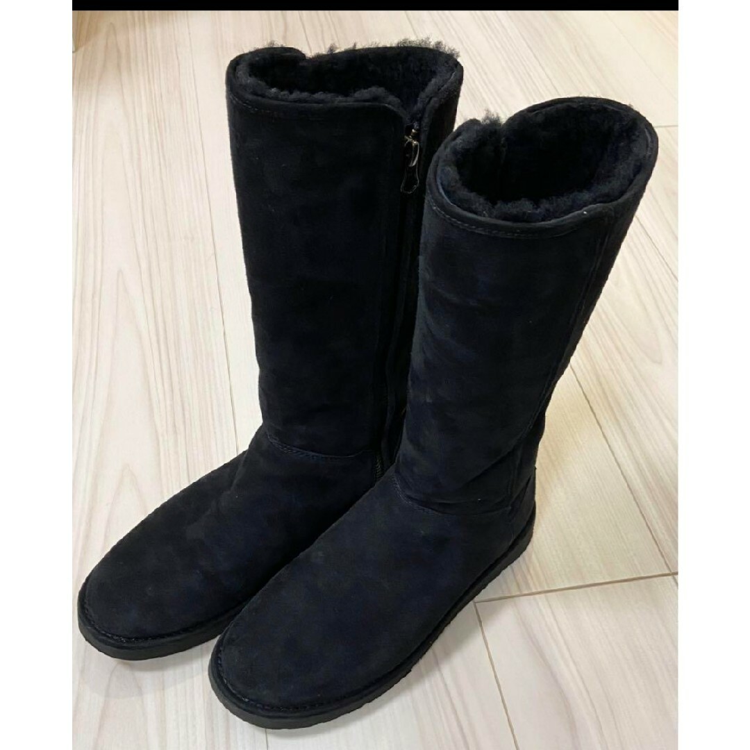 希少❗箱付き！ファスナー　UGG　ムートンブーツ　黒　24.0　サイドジップ