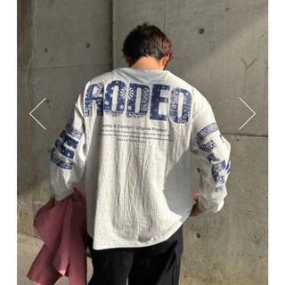 ロデオクラウンズワイドボウル(RODEO CROWNS WIDE BOWL)のロデオ★ アソートパターンバックロゴL/STシャツ（Mサイズ）(Tシャツ/カットソー(七分/長袖))