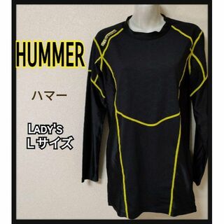 HUMMER ハマー ブラック スポーツ レディースTシャツ Ｌサイズ(Tシャツ(長袖/七分))