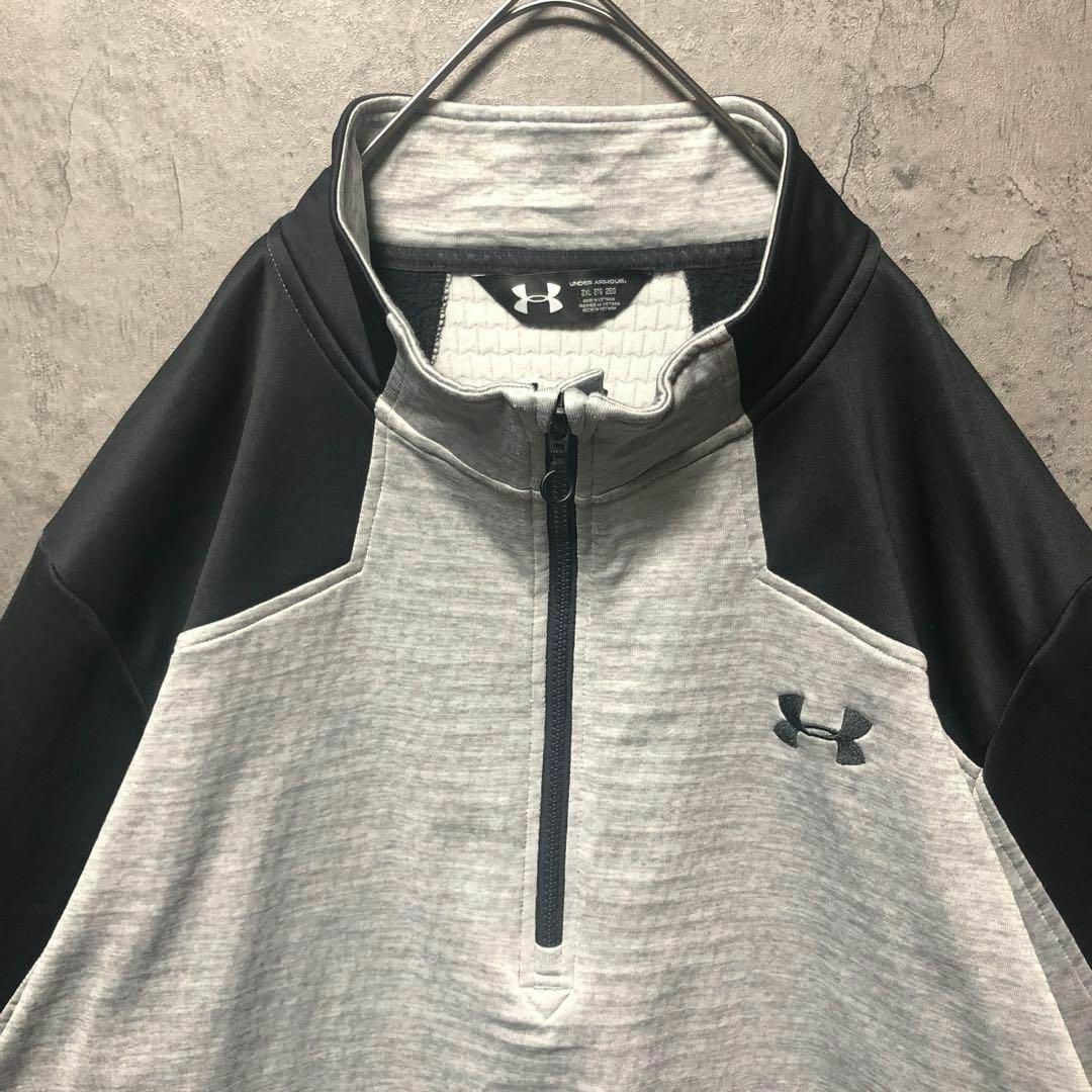 UNDER ARMOUR(アンダーアーマー)の【UNDER ARMOR】2XL ハーフジップ バイカラー フリース US古着 メンズのトップス(スウェット)の商品写真