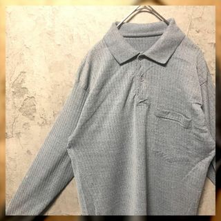 【US古着】Lsize ポロシャツ 長袖 ロングスリーブ 無地(ポロシャツ)