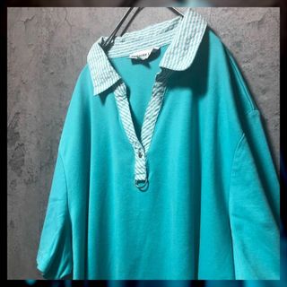 【SOUTHERN LADY】2XL ポロシャツ ゆるだぼ US古着 輸入 青(ポロシャツ)