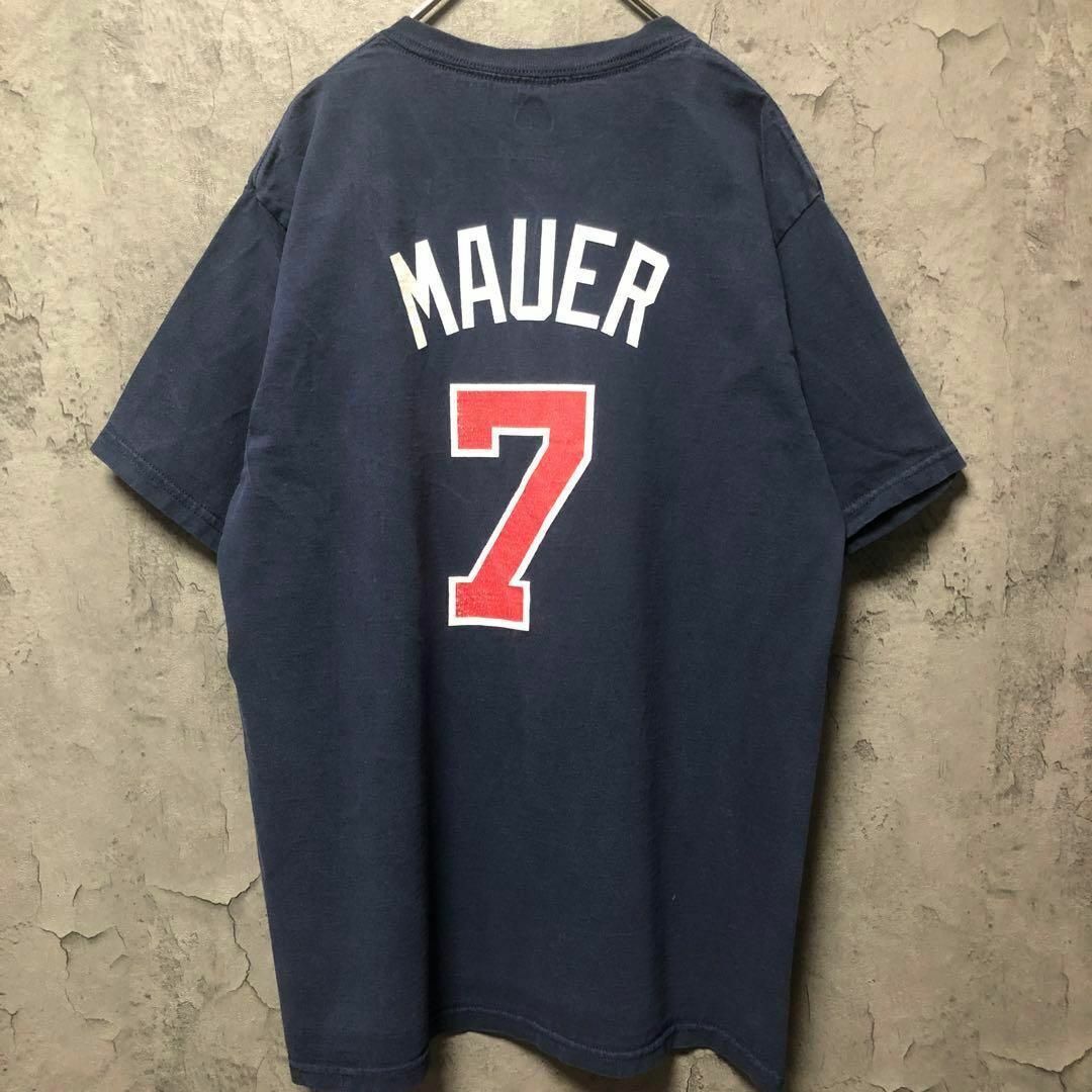 Majestic(マジェスティック)の【majestic】XL プリントTシャツ ネイビー US古着 MLB メンズのトップス(Tシャツ/カットソー(半袖/袖なし))の商品写真