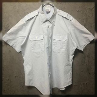 【DSCP】L～XLsize シャンブレーシャツ 半袖 米軍 ブルー US古着(シャツ)