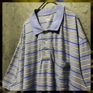 【SADDLEBRED】2XL ポロシャツ ビッグシルエット US古着 ボーダー(ポロシャツ)