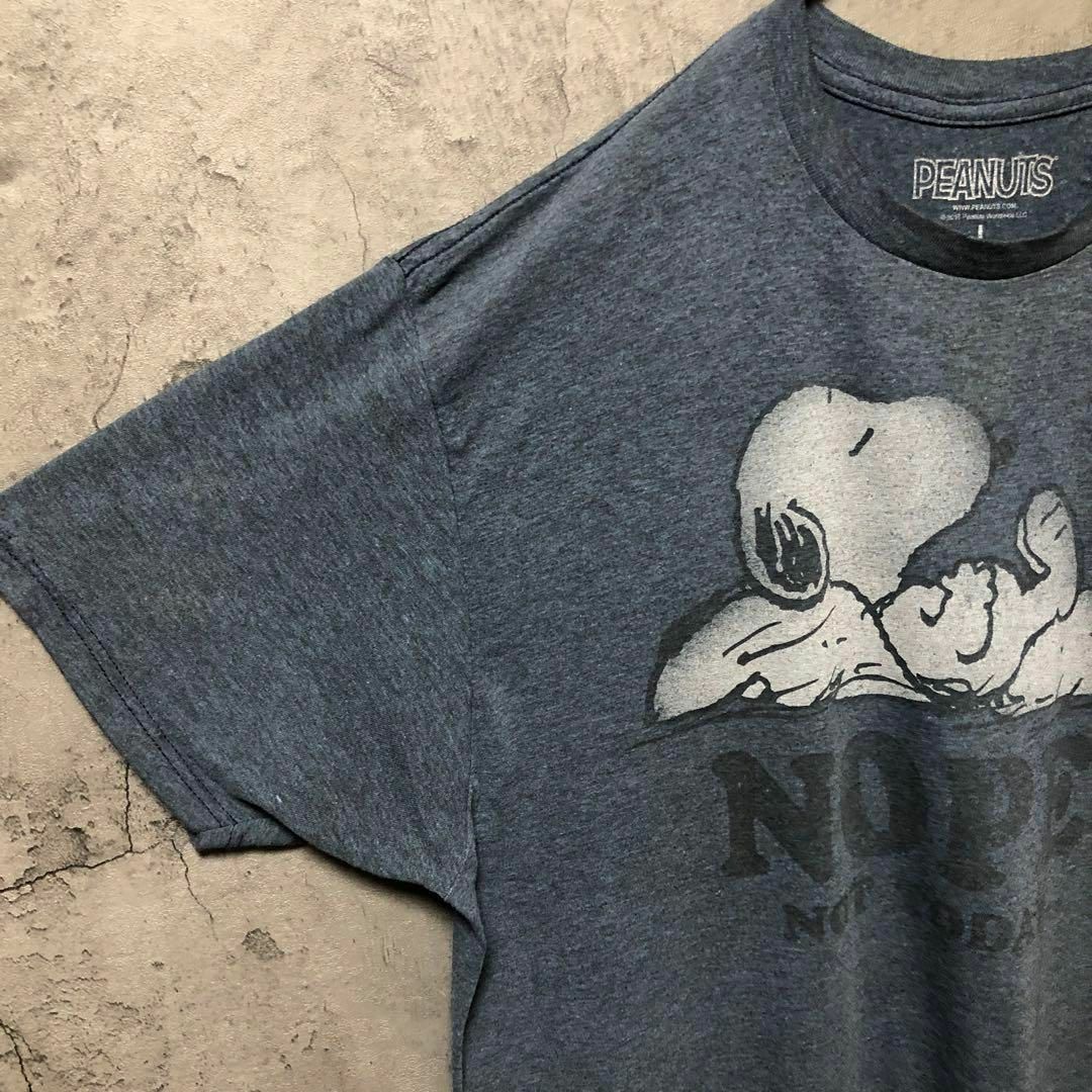 PEANUTS(ピーナッツ)の【PEANUTS】Lsize プリントTシャツ スヌーピー ブルー US古着 メンズのトップス(Tシャツ/カットソー(半袖/袖なし))の商品写真