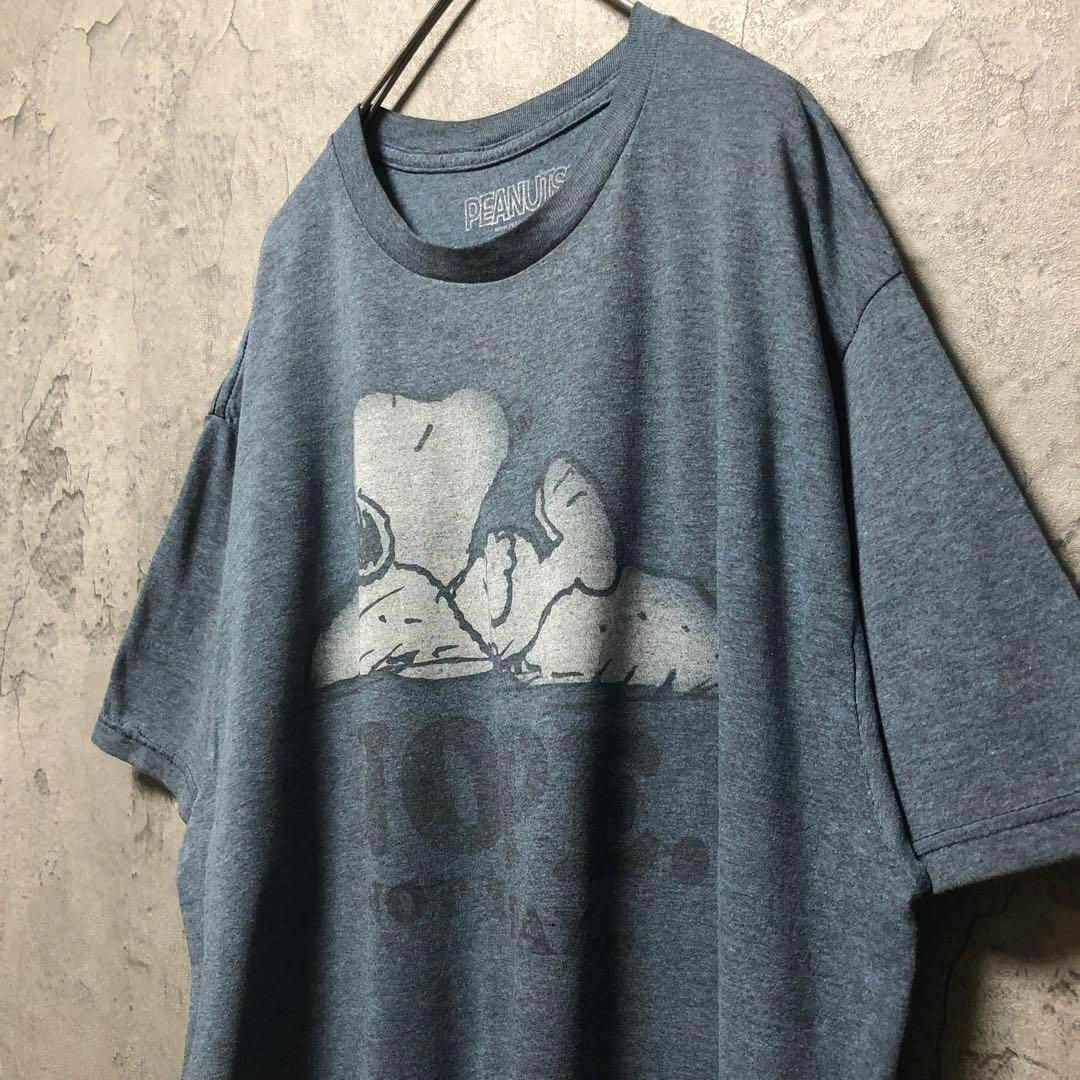 PEANUTS(ピーナッツ)の【PEANUTS】Lsize プリントTシャツ スヌーピー ブルー US古着 メンズのトップス(Tシャツ/カットソー(半袖/袖なし))の商品写真