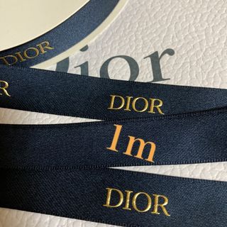 クリスチャンディオール(Christian Dior)のDior/2021✨クリスマス限定✨ネイビー&ゴールドロゴリボン【幅2㎝×1m】(ラッピング/包装)