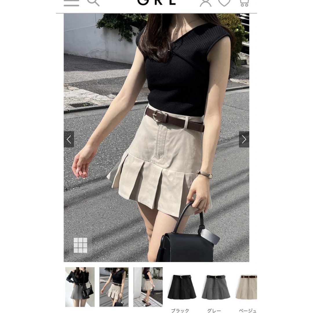 GRL(グレイル)のベルトインパン裏地付きプリーツミニスカート レディースのスカート(ミニスカート)の商品写真