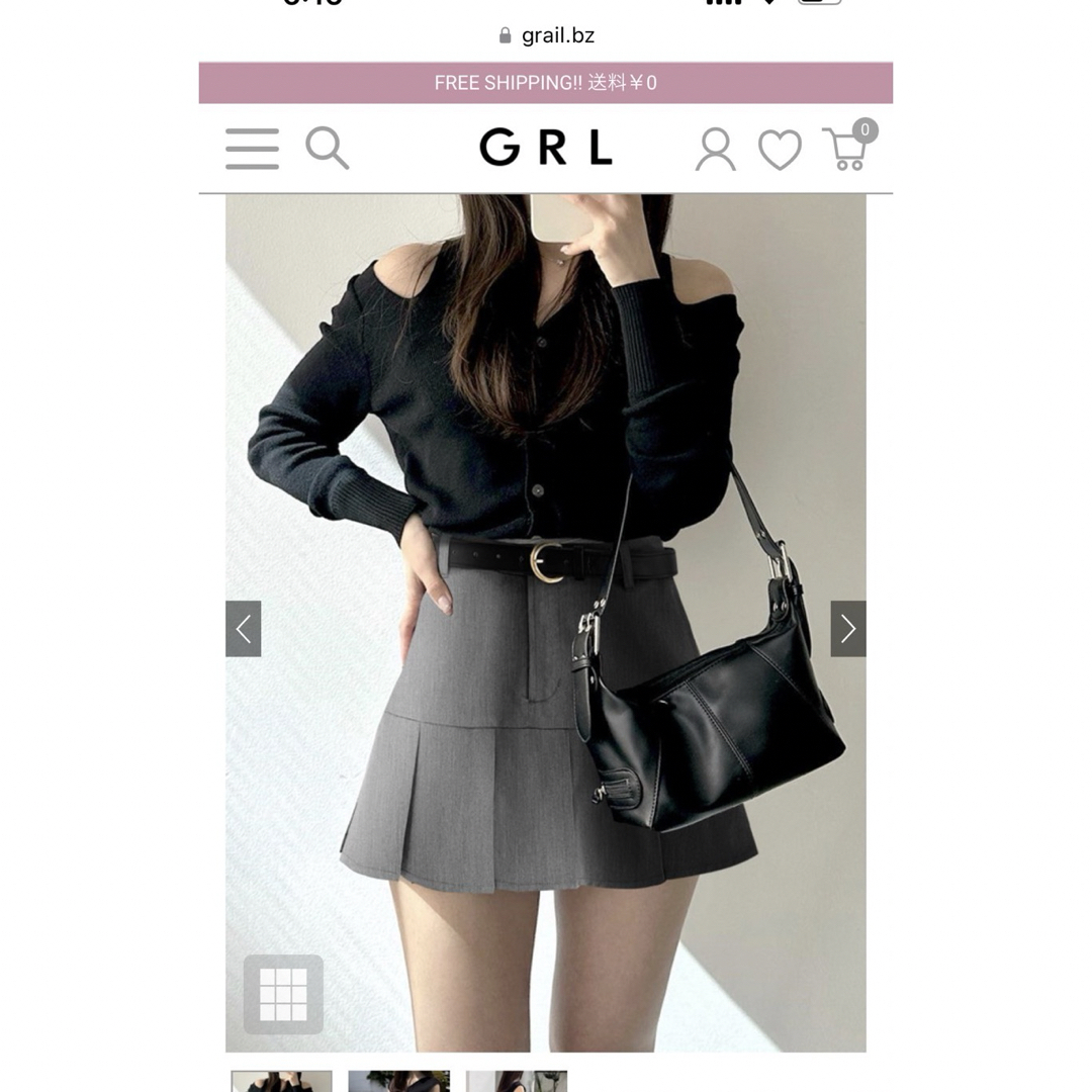 GRL(グレイル)のベルトインパン裏地付きプリーツミニスカート レディースのスカート(ミニスカート)の商品写真