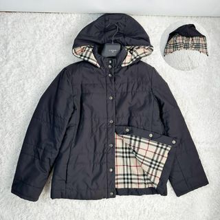 美品✨ バーバリーロンドン ダウンジャケット ノバチェック 黒 2way L