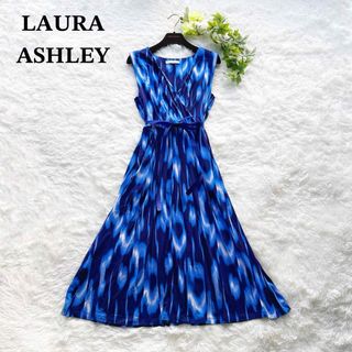 LAURA ASHLEY　ローラアシュレイ　ロング　ワンピース　総柄　ストレッチ