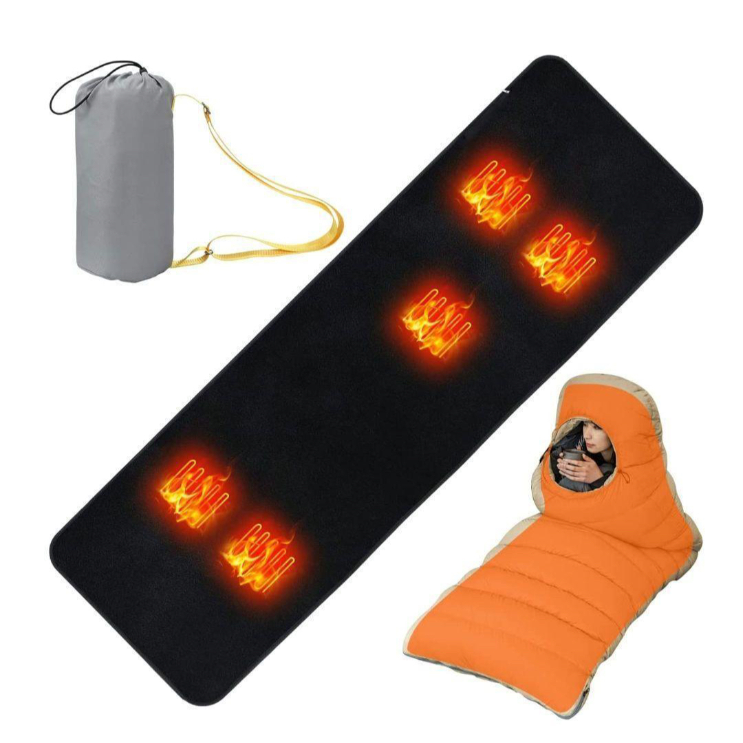 寝袋用電熱マット キャンプ アウトドア ホットマット 10秒速暖 収納袋付