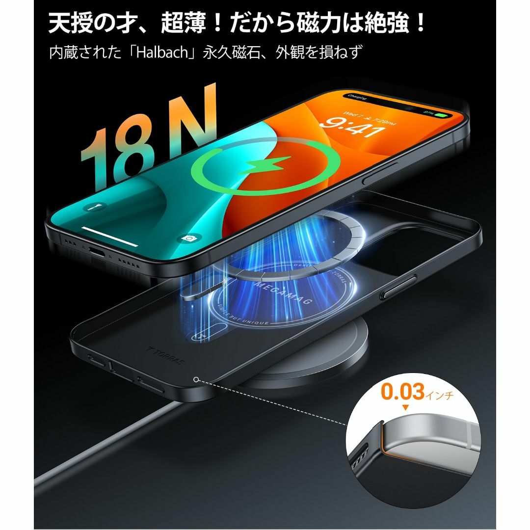 【サイズ:iPhone15用_色:ブラック】TORRAS iPhone 15 用 2