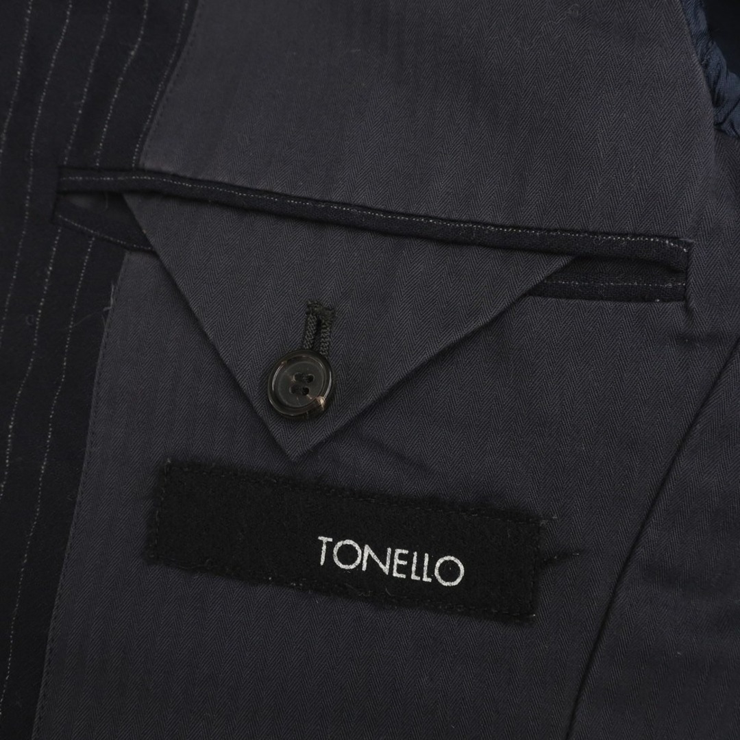 【中古】トネッロ TONELLO ストレッチウール ストライプ テーラードジャケット ネイビー【サイズ44】【メンズ】 メンズのジャケット/アウター(テーラードジャケット)の商品写真