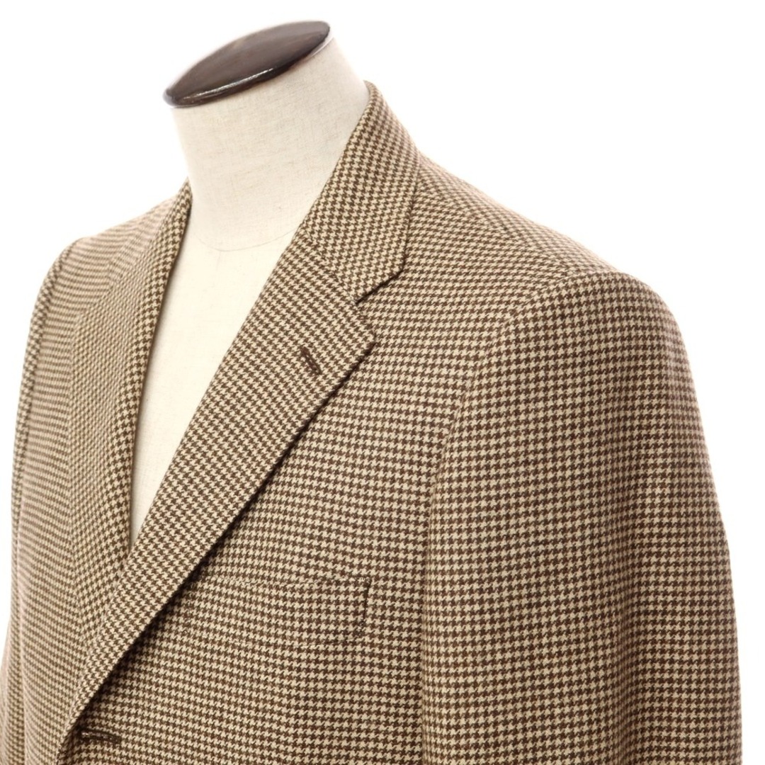 【中古】サルトリアピスケス Sartoria Pisthes ウールモヘヤカシミヤ チェック ジャケット イエローベージュxブラウン【サイズ52】【メンズ】 メンズのジャケット/アウター(テーラードジャケット)の商品写真