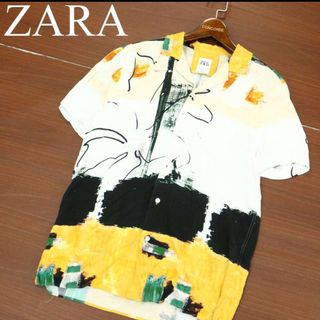 ザラ(ZARA)のZARA ザラ マン 現行タグ　半袖 アート 総柄 シャツ Sz.S　メンズ(シャツ)