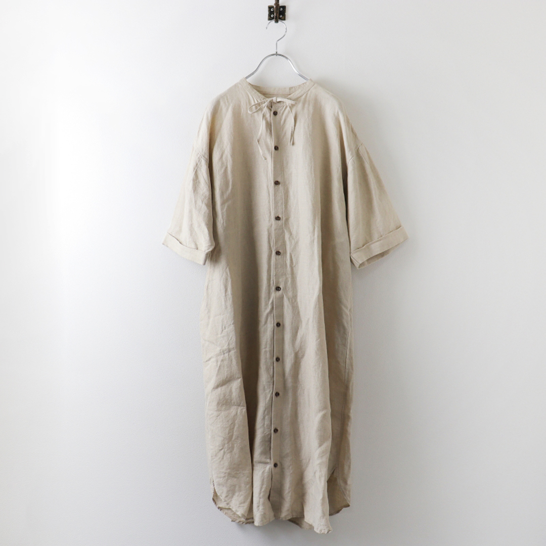 美品 2021SS ネストローブ nest Robe リネンメディカルガウンドレス F/生成り ワンピース 半袖【2400013542012】