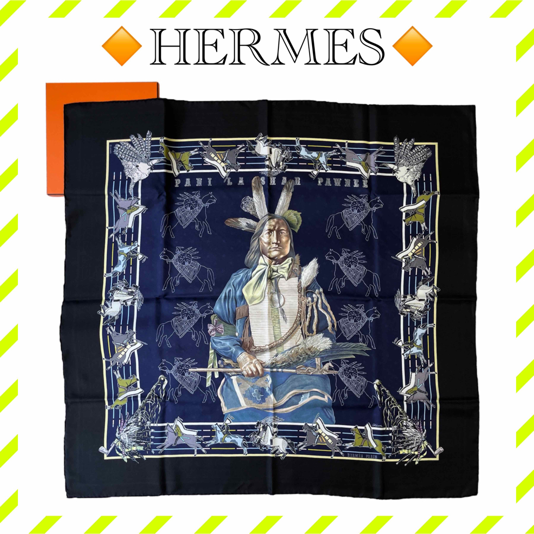 Hermes(エルメス)の美品【エルメス】カレ90 スカーフ シルク パウニー族の首長 レディースのファッション小物(バンダナ/スカーフ)の商品写真