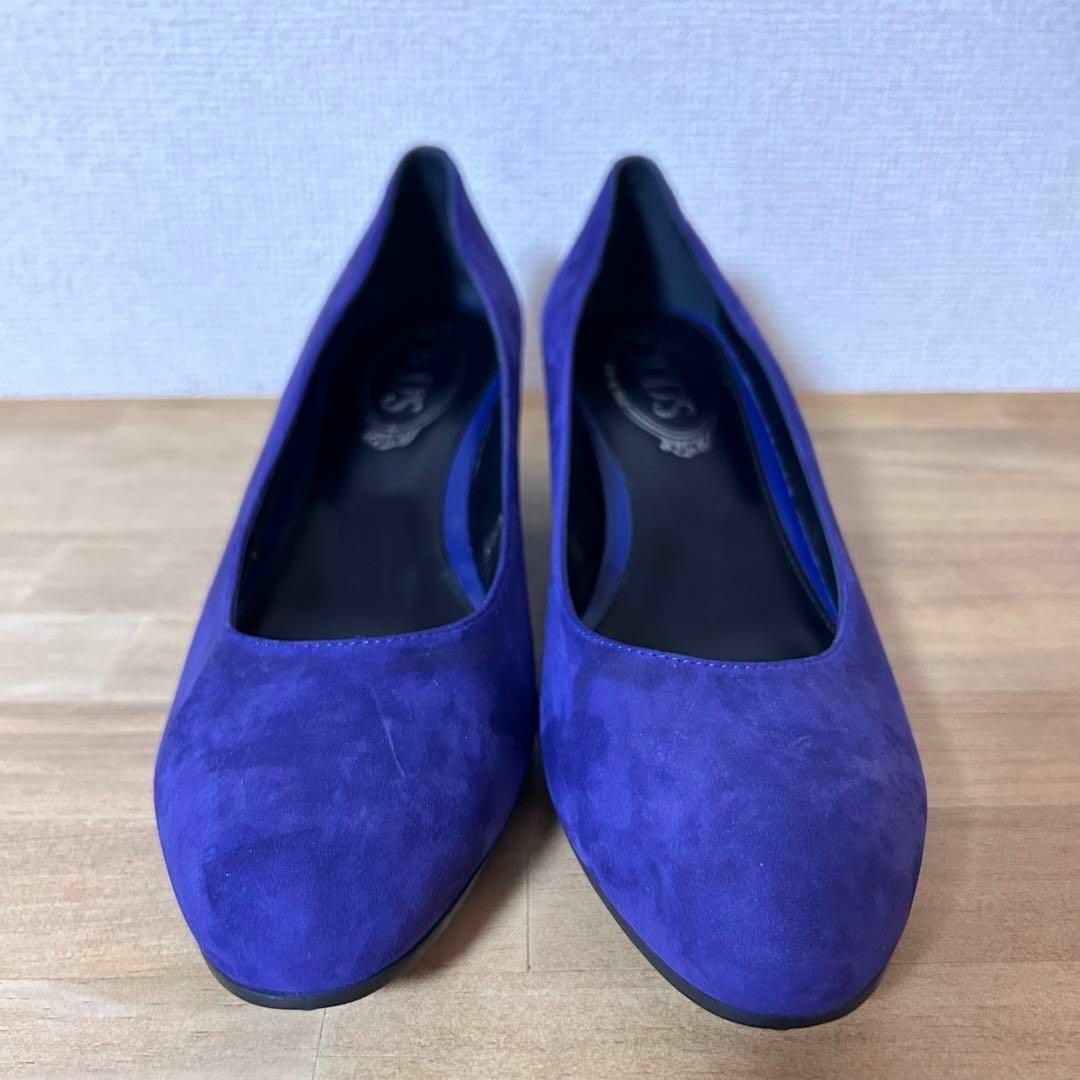 TOD‘S トッズ　38 24.5cm スエード　パンプス　ウェッジソール　紺色