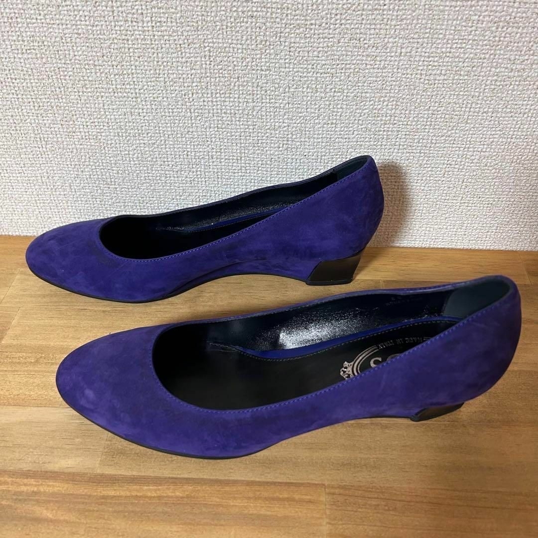 TOD‘S トッズ　38 24.5cm スエード　パンプス　ウェッジソール　紺色