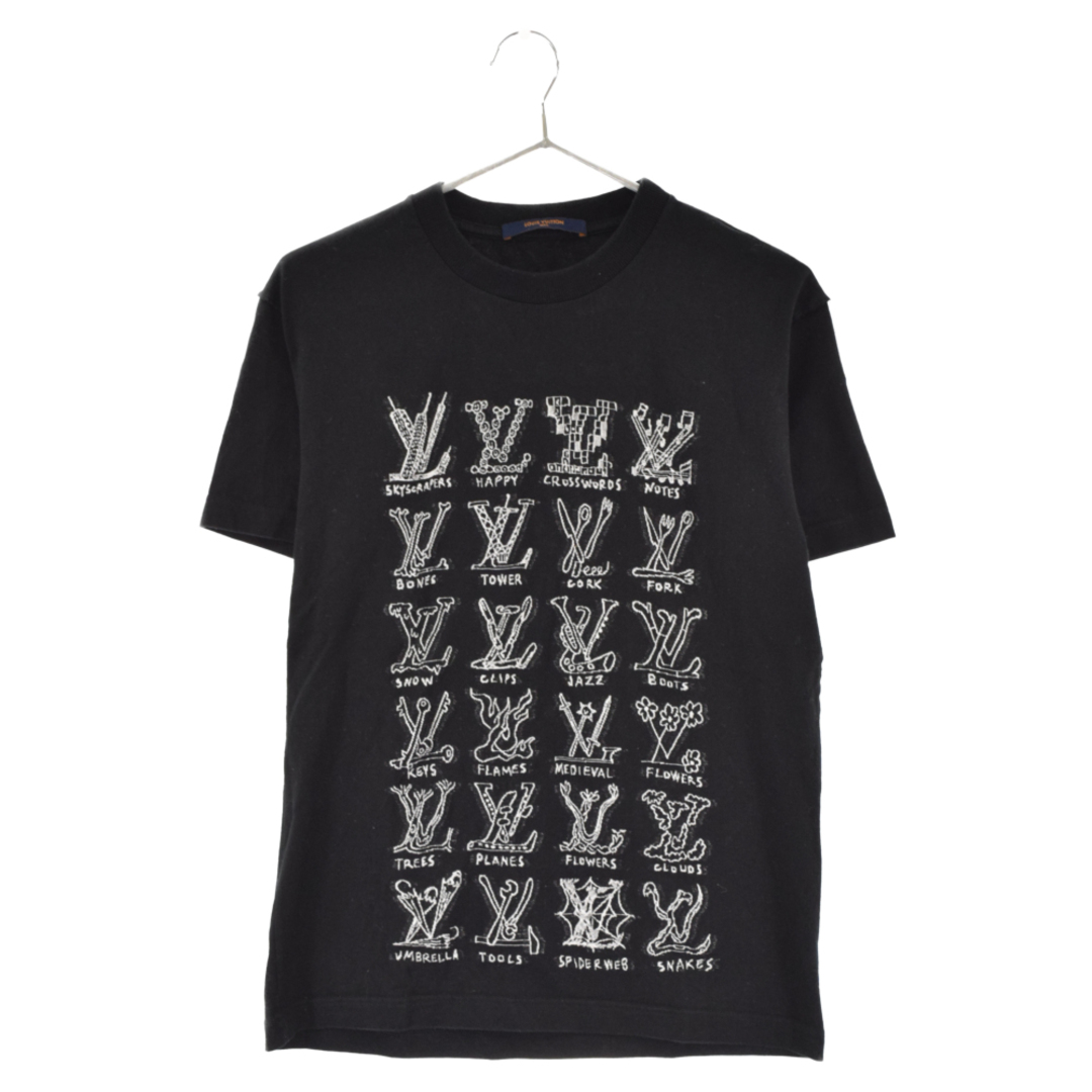 LOUIS VUITTON ルイヴィトン 21SS カートゥーン LVロゴ 半袖Tシャツ カットソー ブラック RM211M ZMI HKY20W615センチ身幅