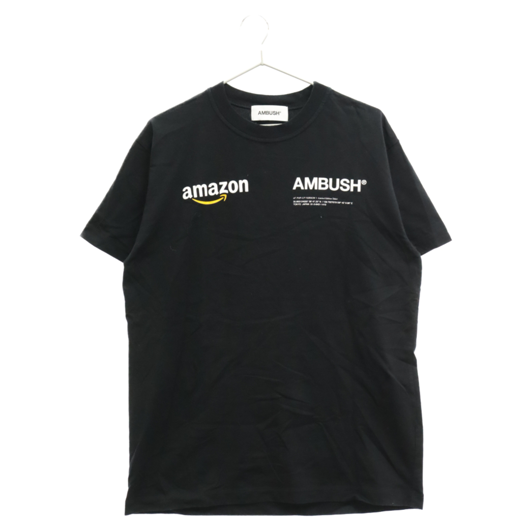 AMBUSH アンブッシュ 18AW×Amazon ラベル ロゴプリント 半袖Tシャツ カットソー ブラック 12111715