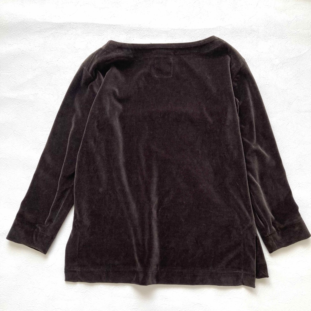新品●マディソンブルー●ボートネックプルオーバー ベロア ブラウン 長袖 茶色