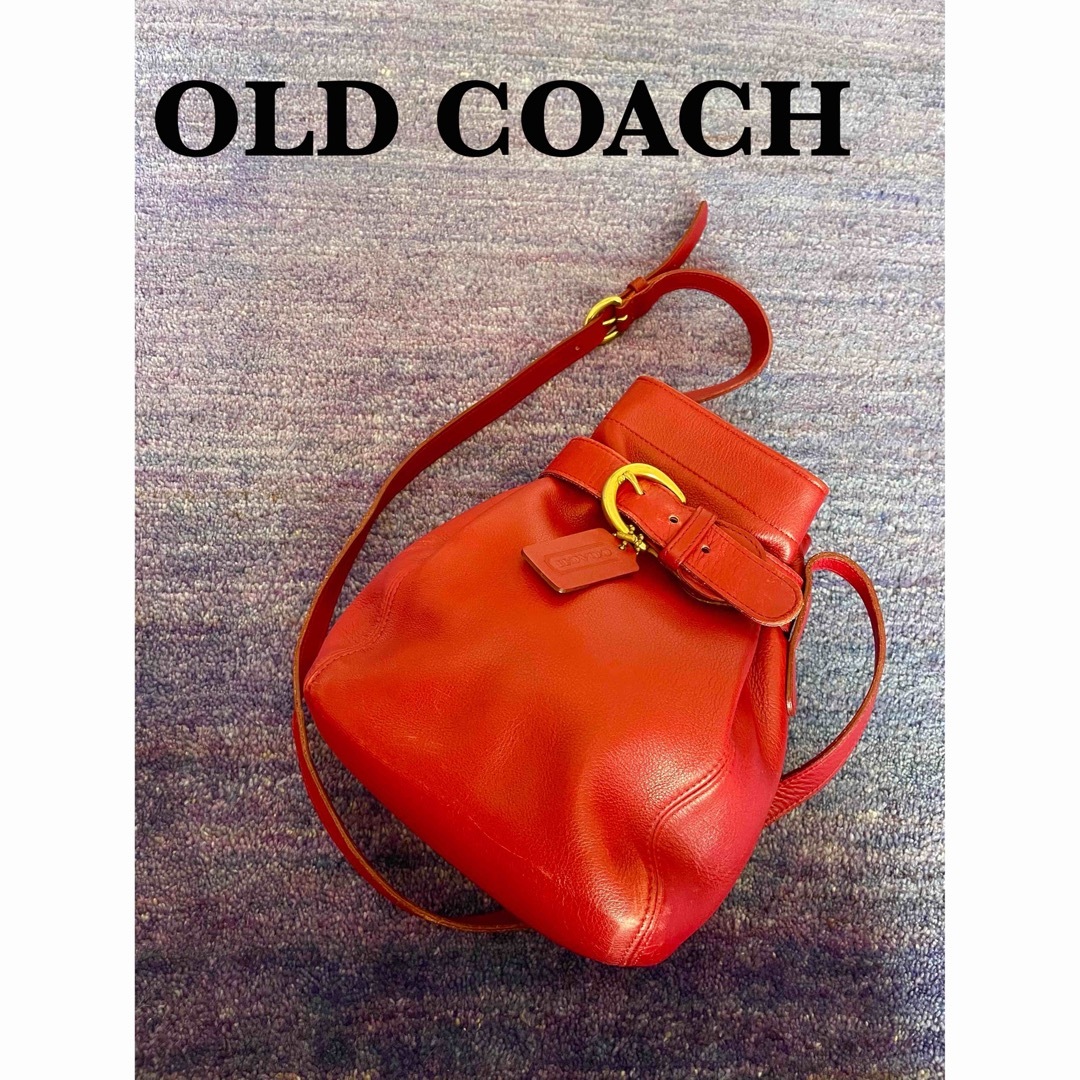 美品 希少 OLD COACH オールドコーチ 巾着 ショルダー カーキ レザー