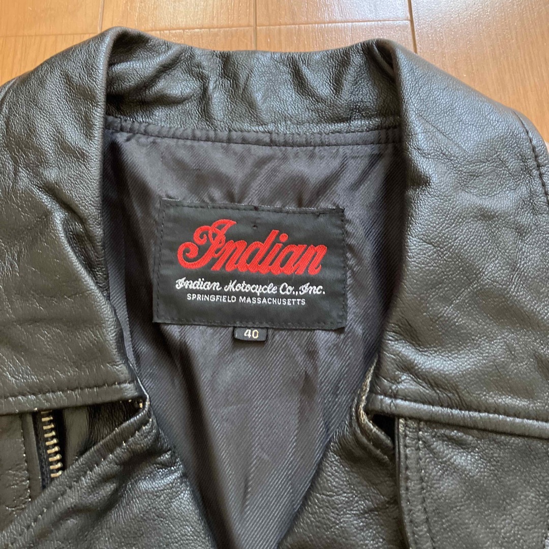 Indian(インディアン)のIndian インディアンモーターサイクル　レザー　ライダース　dポケ　山羊革 メンズのジャケット/アウター(ライダースジャケット)の商品写真