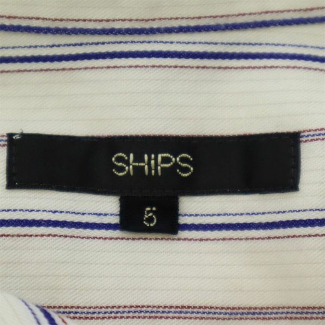 SHIPS(シップス)のシップス ボーダー 長袖 ボタンダウンシャツ 5 ホワイト SHiPS メンズ 【中古】  【231006】 メンズのトップス(シャツ)の商品写真