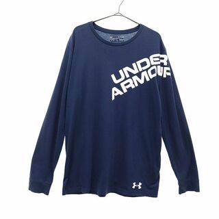 アンダーアーマー(UNDER ARMOUR)のアンダーアーマー プリント 長袖 Tシャツ XL ネイビー UNDER ARMOUR メンズ 【中古】  【231006】 メール便可(Tシャツ/カットソー(半袖/袖なし))