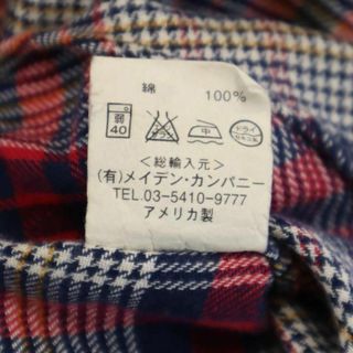 インディビジュアライズドシャツ USA製 チェック 長袖 ボタンダウンシャツ 15 レッド系 INDIVIDUALIZED SHIRTS メンズ  【中古】 【231006】