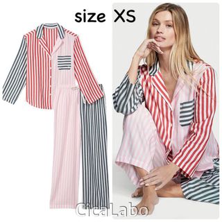 ヴィクトリアズシークレット(Victoria's Secret)の【新品】VS フランネル シャツ パジャマ マルチストライプ XS.S (パジャマ)