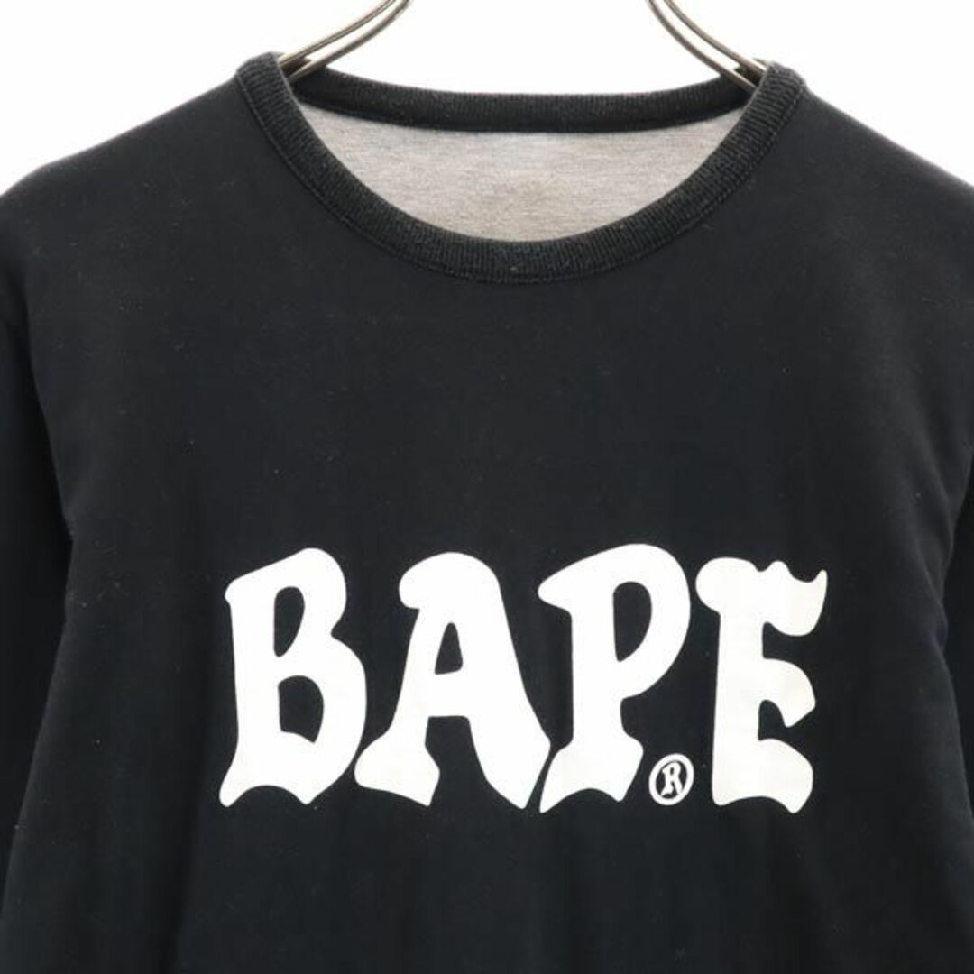 アベイシングエイプ 日本製 プリント 長袖 Tシャツ S ブラック系 A BATHING APE ロンT 星 メンズ   【231005】 メール便可