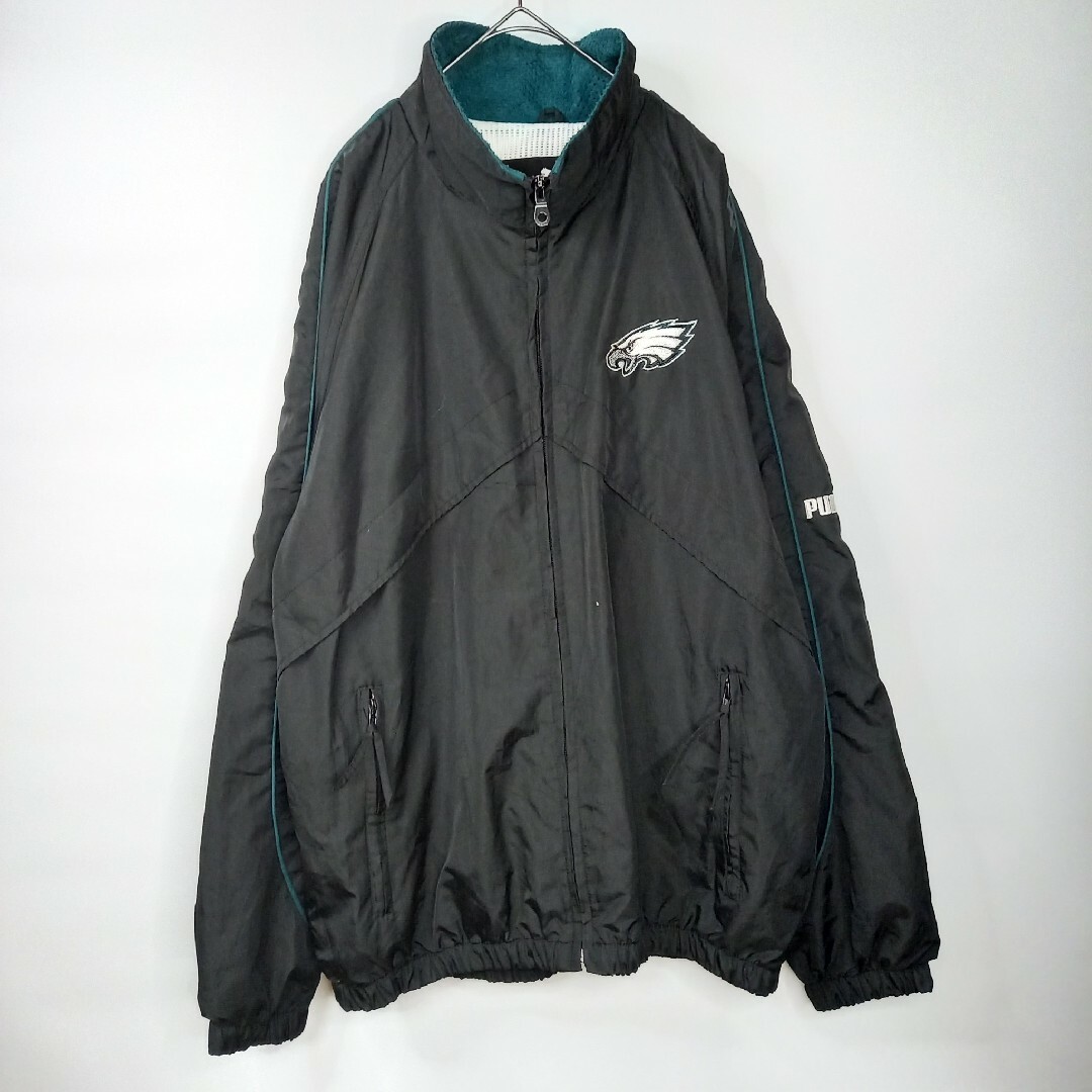 PUMA - 90s puma × NFL ナイロンジャケット 刺繍ロゴ イーグルス 黒 M