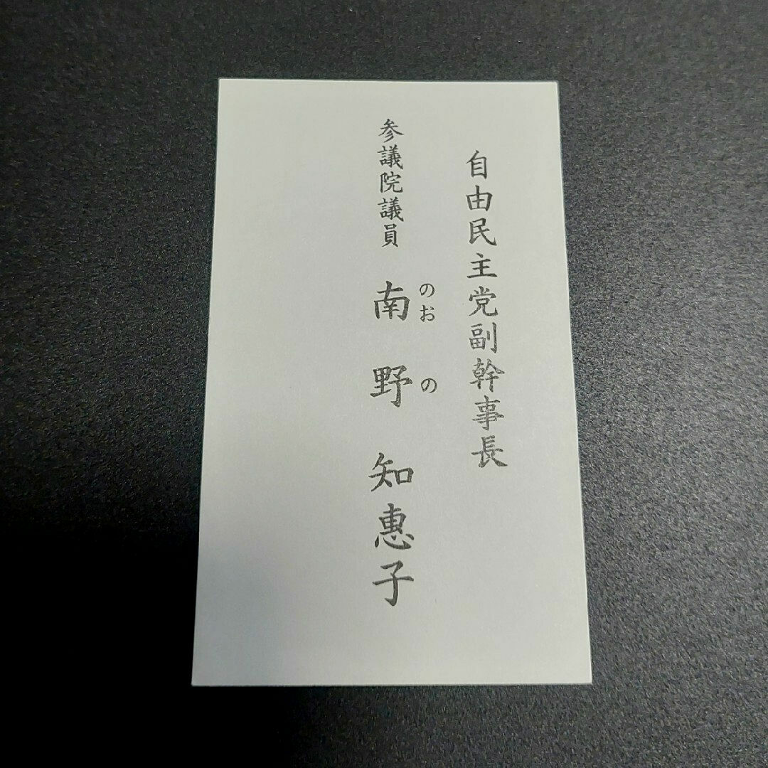 南野知惠子  名刺 法務大臣 参議院議員 政治家 国会議員 勲章  自民党 エンタメ/ホビーのコレクション(印刷物)の商品写真