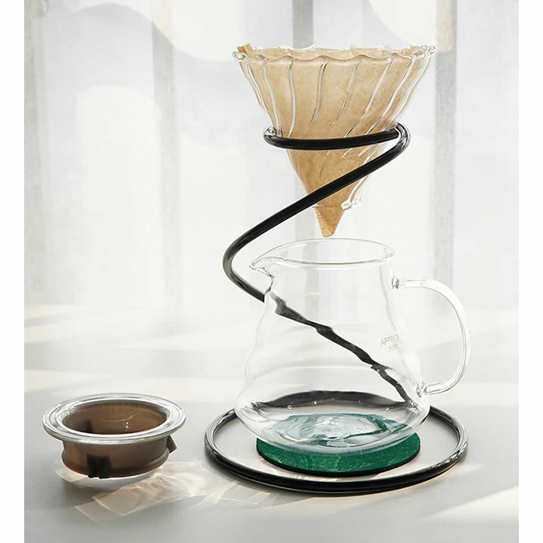 【色: ブラック】コーヒードリップセットにガラス透過 コーヒードリッパー，コーヒ