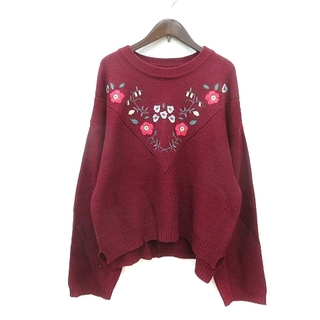 ダブルクローゼット(w closet)のダブルクローゼット ニット セーター 刺繍 長袖 F 赤紫 ■MO(ニット/セーター)