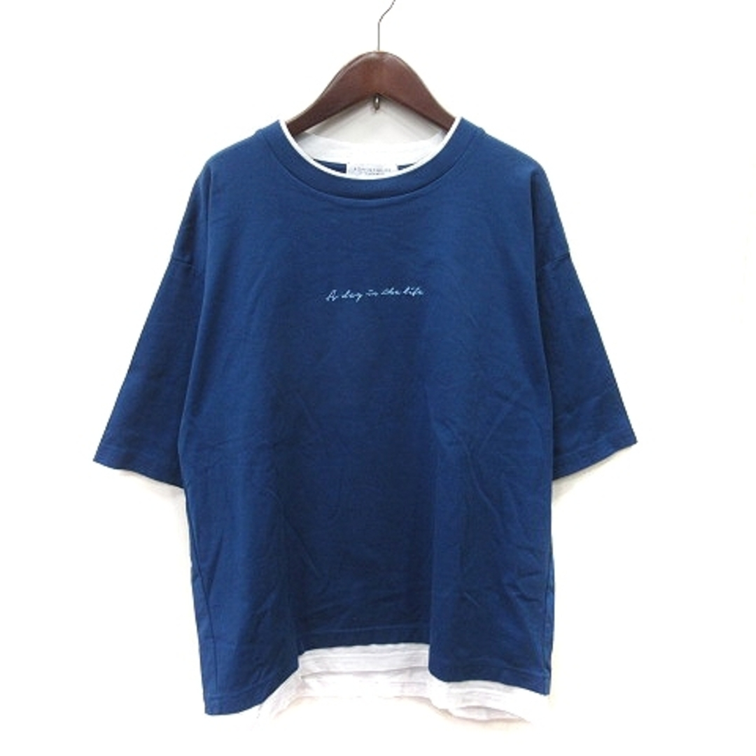 BEAUTY&YOUTH UNITED ARROWS(ビューティアンドユースユナイテッドアローズ)のビューティー&ユース Tシャツ カットソー フェイクレイヤード 半袖 S 青  メンズのトップス(Tシャツ/カットソー(半袖/袖なし))の商品写真