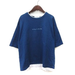 ビューティアンドユースユナイテッドアローズ(BEAUTY&YOUTH UNITED ARROWS)のビューティー&ユース Tシャツ カットソー フェイクレイヤード 半袖 S 青 (Tシャツ/カットソー(半袖/袖なし))