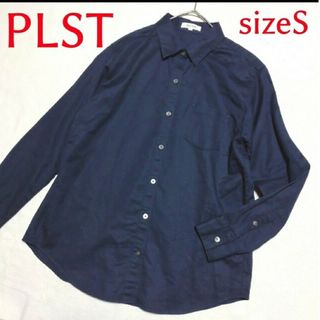 プラステ(PLST)のプラステ PLST 綿麻 ネイビーブラウス ゆとりのあるSサイズ(シャツ/ブラウス(長袖/七分))