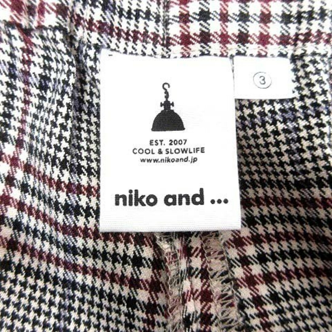 niko and...(ニコアンド)のNiko and.. ガウチョパンツ グレンチェック 3 アイボリー 黒 赤 レディースのパンツ(その他)の商品写真