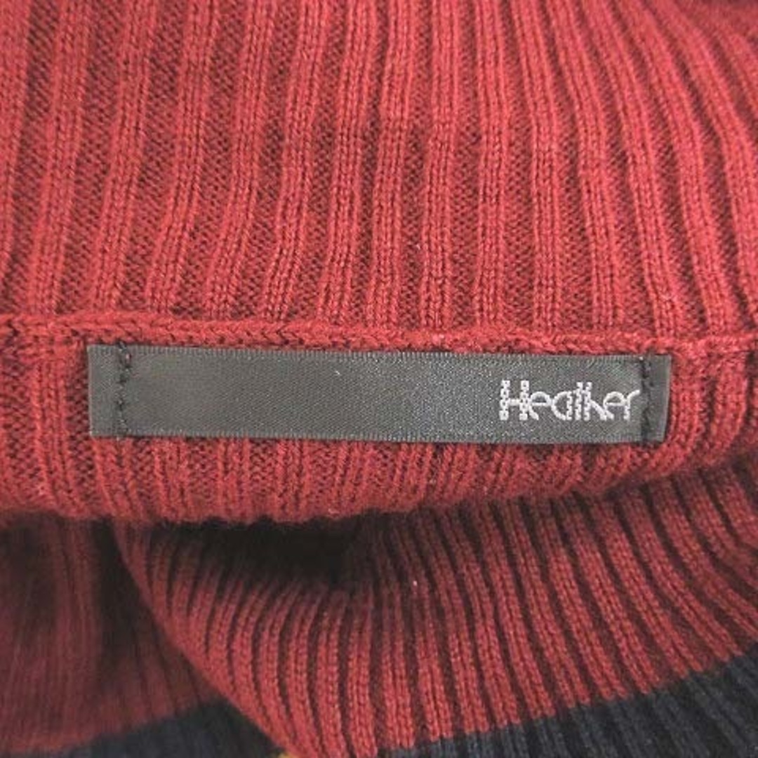 heather(ヘザー)のヘザー リブニット カットソー 長袖 オフショルダー ボーダー F 赤 ボルドー レディースのトップス(ニット/セーター)の商品写真