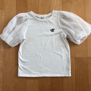 イング(INGNI)のイング バルーン袖ロゴT オーガジー 半袖 Tシャツ カットソーM(Tシャツ/カットソー(半袖/袖なし))