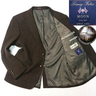 ハリスツイード(Harris Tweed)の美品【MOON社】ツイード　テーラードジャケット　くるみボタン　ブラウン　XL(テーラードジャケット)