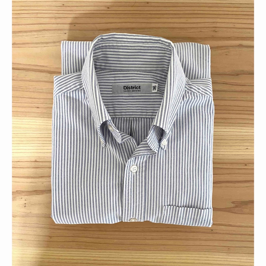 【美品】District UNITED ARROWS 日本製 七分袖シャツ ディストリクトユナイテッドアローズ 七分袖ボタンダウンシャツ
