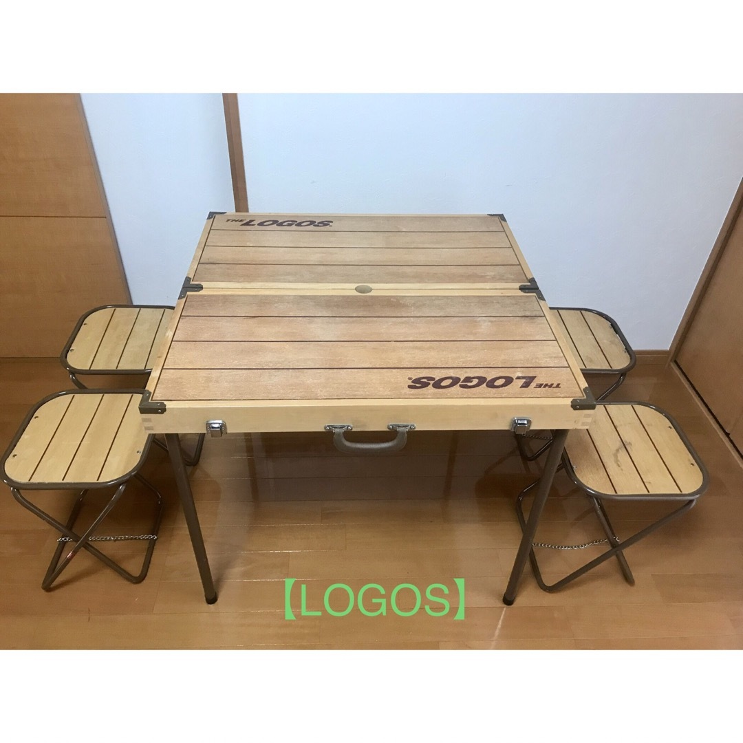 美品】THE LOGOS ウッドピクニックテーブルセット 椅子4脚-peatonal.com.br