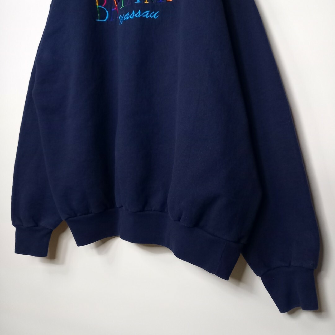 【USA製】Hanes スウェット トレーナー 刺繍 ビッグロゴ ブラック