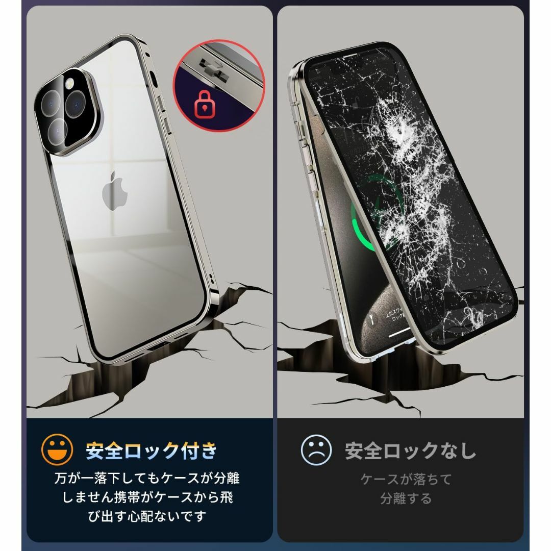 【色:グレー_サイズ:iPhone 15 Pro Max】【覗き見防止・自動ポッ 3